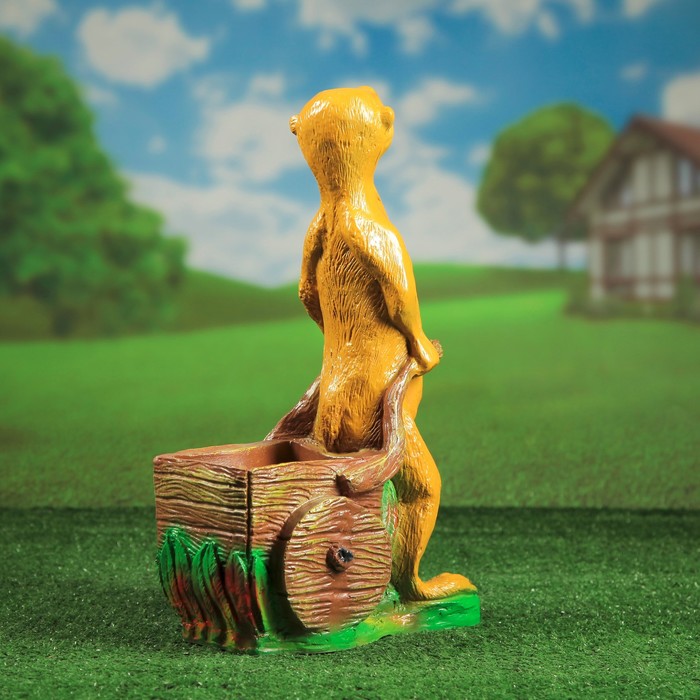 Садовая фигура с кашпо "Суслик с тачкой"