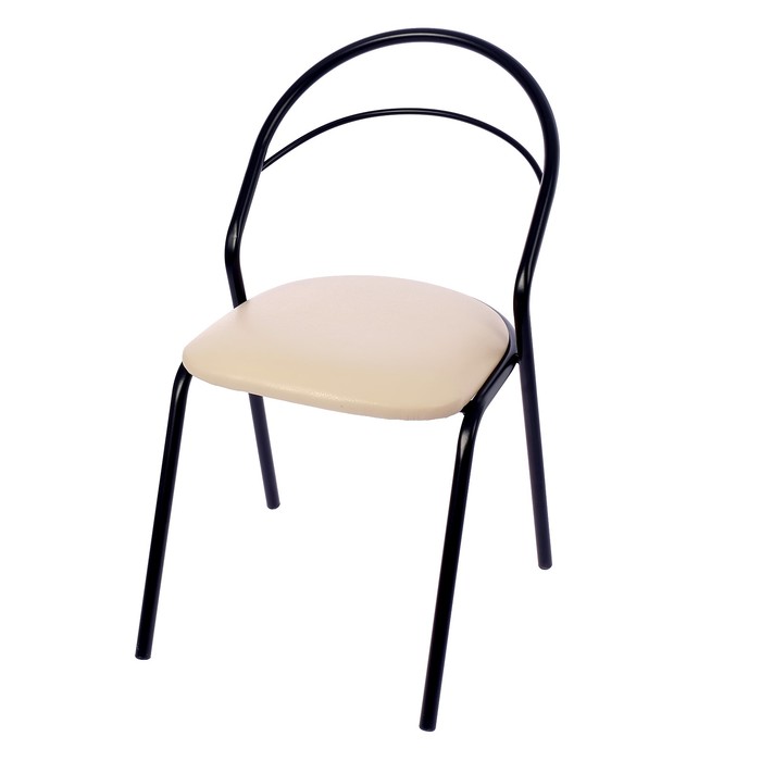 Стул "Учитель" , цвет черный/бежевый, каркас серебристый