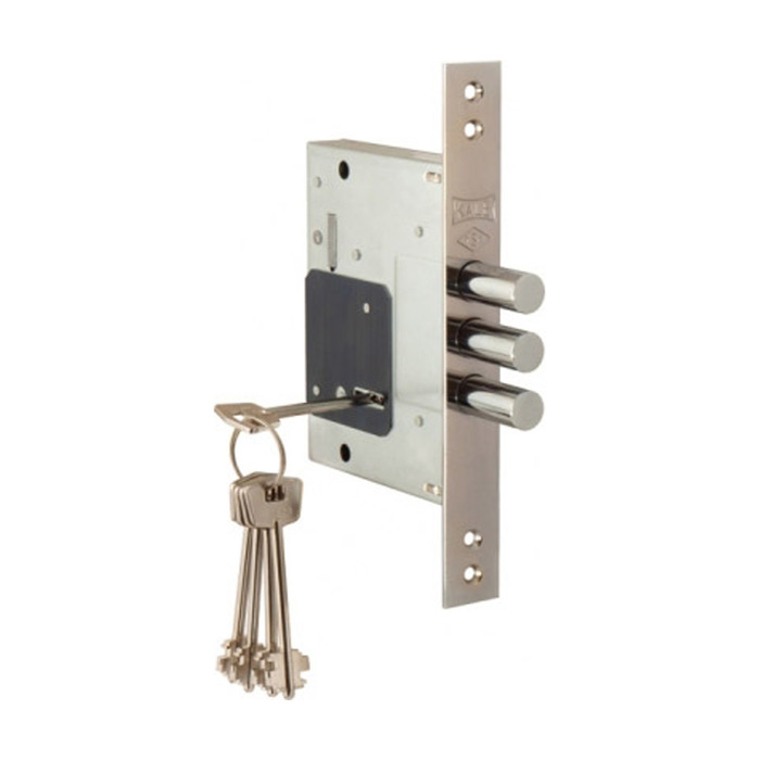 Замок врезной KALE 257/L, сувальдный, без упаковки, 5 ключей, цвет никель