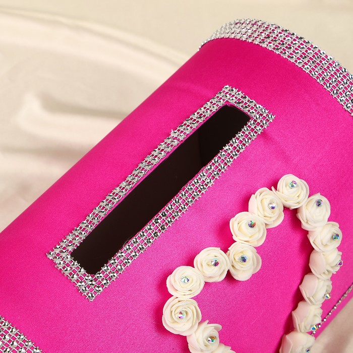 Коробка для денег «Блеск», атлас, фуксия, неразборная