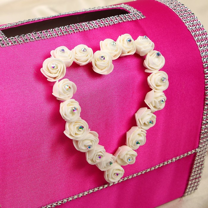 Коробка для денег «Блеск», атлас, фуксия, неразборная