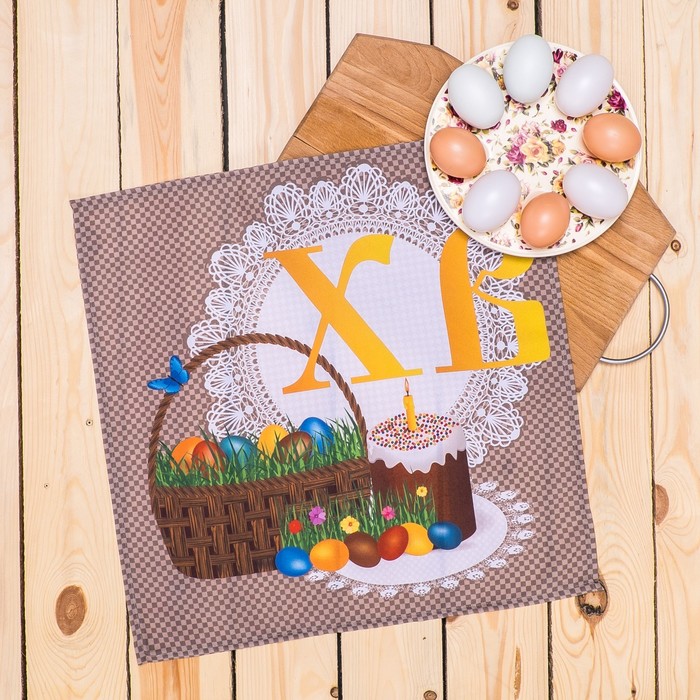 Праздничная салфетка 45*45 для Пасхи СП-17 рис. 17, пачать , 100% пэ, 200 г/м2