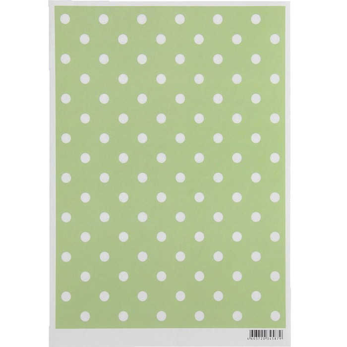 Декупажная карта "Белый горошек на зелёном" 54 г/м2 формат А4