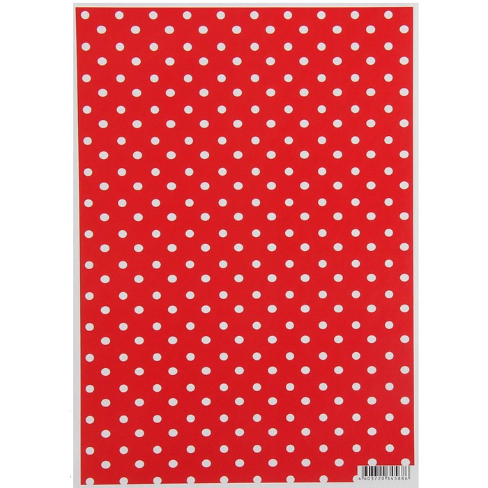Декупажная карта "Белый горошек на красном" 54 г/м2 формат А4