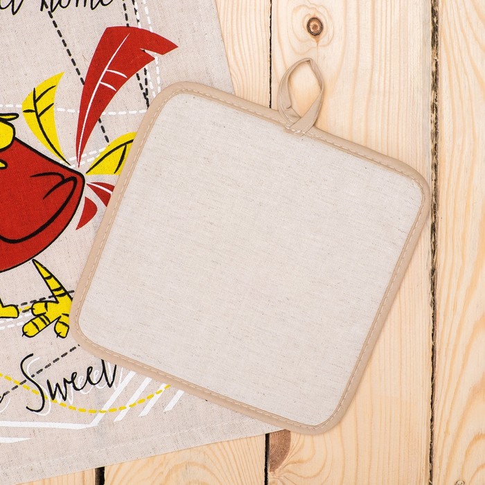 Кухонный набор "Семья"(полотенце 45х60+прихватка 18х18, 50% хл.,50% лён,160 г/м2