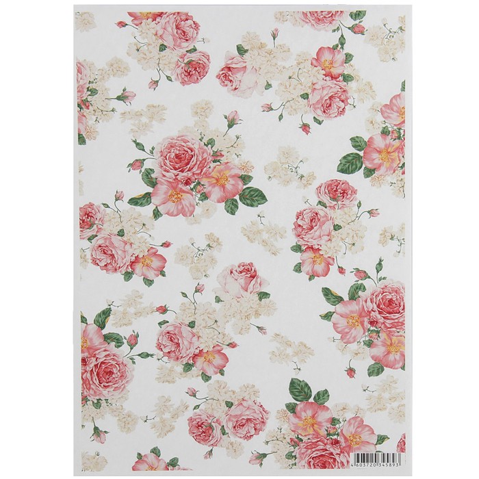 Декупажная карта "Нежные цветы" 54 г/м2 формат А4