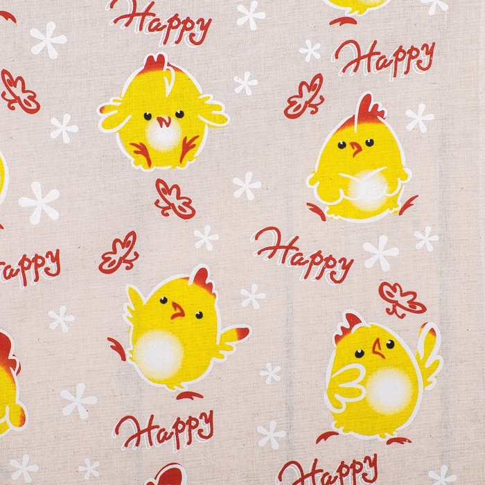 Полотенце полулён "Цыплята танцуют" 45х60 шелкография