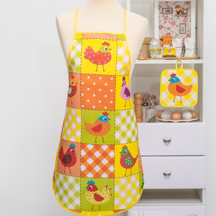 Кухонный набор "Петушки"(фартук,прихватка)р.9-17 ,печать,поролон,100% пэ,200 г/м2