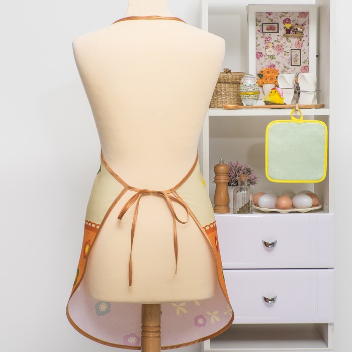 Кухонный набор "Петушки"(фартук,прихватка)р. 4-17 ,печать , поролон, 100% пэ, 200 г/м2