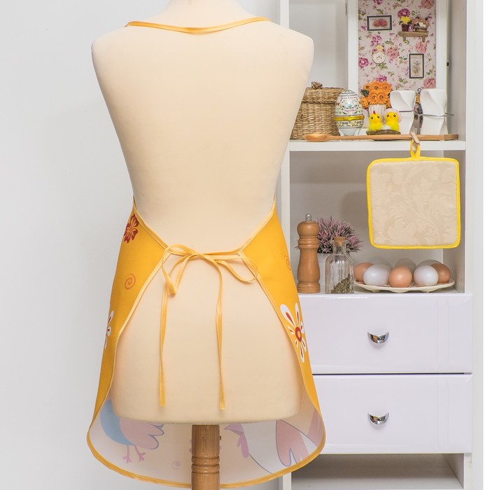 Кухонный набор "Петушки" (фартук,прихватка) рис 6-17 ,печать , поролон, 100% пэ, 200 г/м2