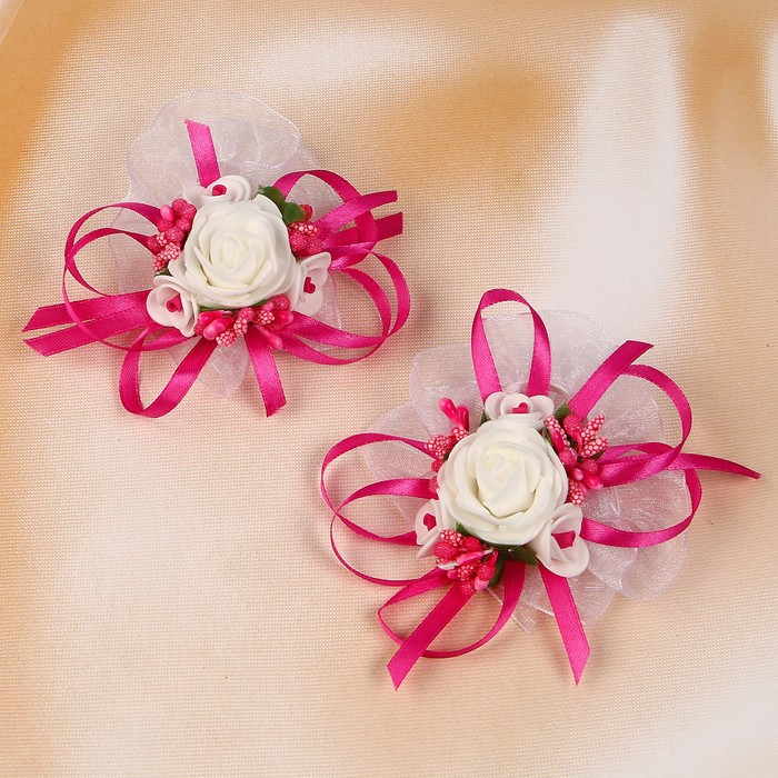 Бутоньерка №3, малина, 2шт