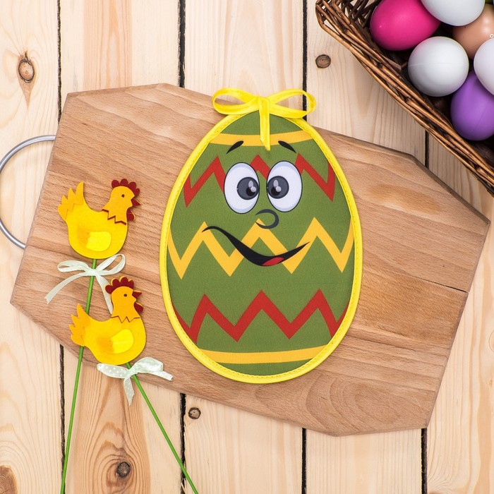 Прихватка "Веселые пасхальные яйца" 23х17 см, МИКС 20% хл,80% пэ, печать ,200 г/м2