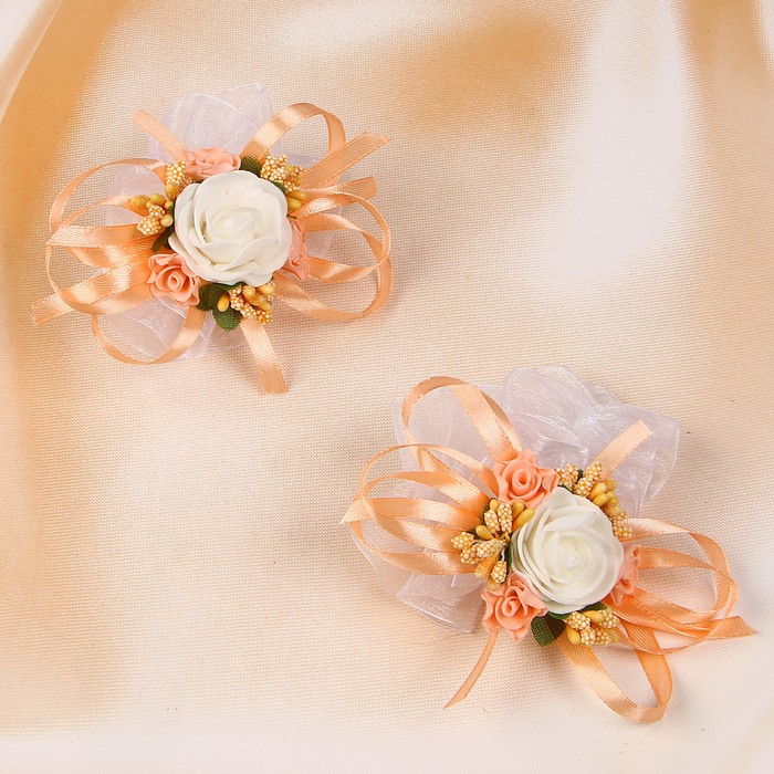Бутоньерка №3, персик, 2шт