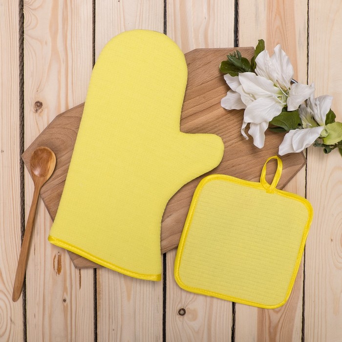 Кухонный набор (рукавица+прихватка) рис 20-17 лиц. 100% пэ,оборот 100% хл, печать , 200 г/м2 31202