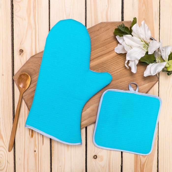 Кухонный набор (рукавица,прихватка)рис. 7-17 ,лиц.100% пэ,оборот 100% хл,печать ,200 г/м2