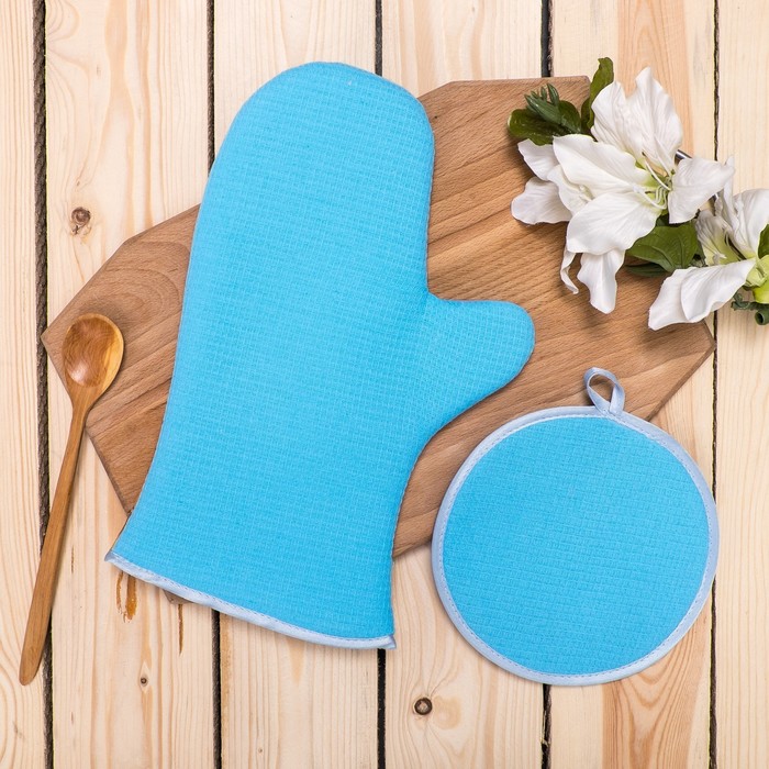 Кухонный набор (рукавица,прихватка)рис 3-17 ,сторна 100% пэ,оборот 100% хл,печать,200 г/м2