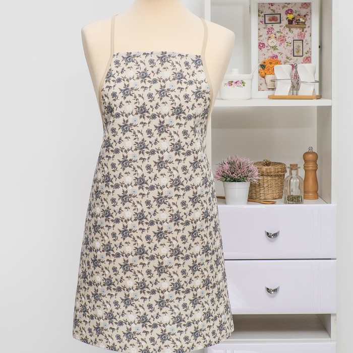 Фартук с тонкой лямкой "Цветок серый"