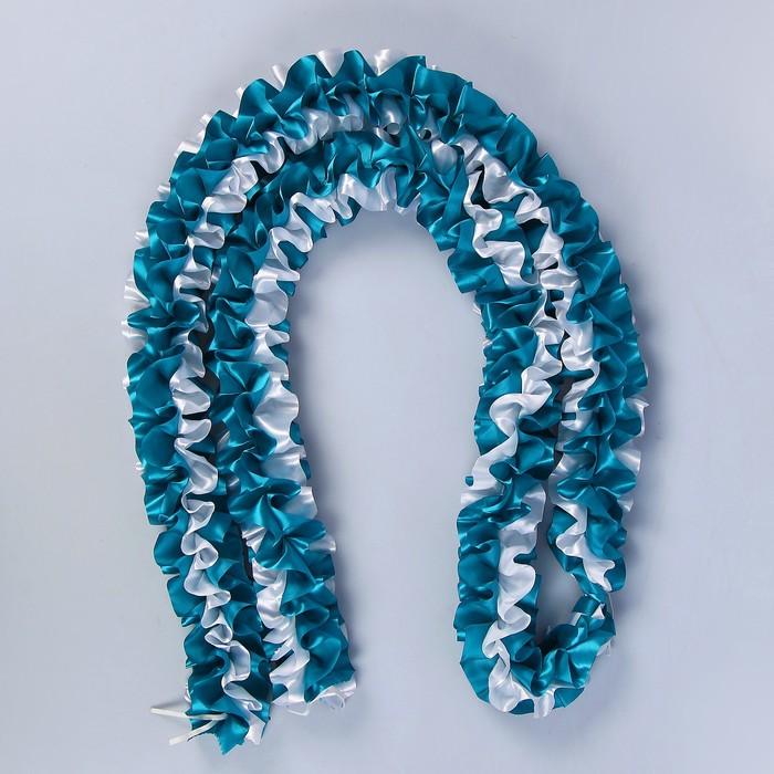 Рюш на автомобиль объёмная, атлас, морская волна-белая