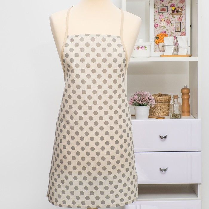 Фартук с тонкой лямкой "Горошек серый"