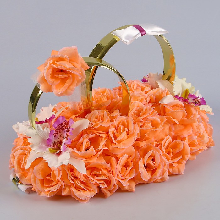 Кольца на а/м малые «Жених и Невеста», оранжевый, орхидея