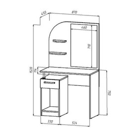 

Туалетный столик Венеция, 870х450х1515, Венге/Дуб молочный
