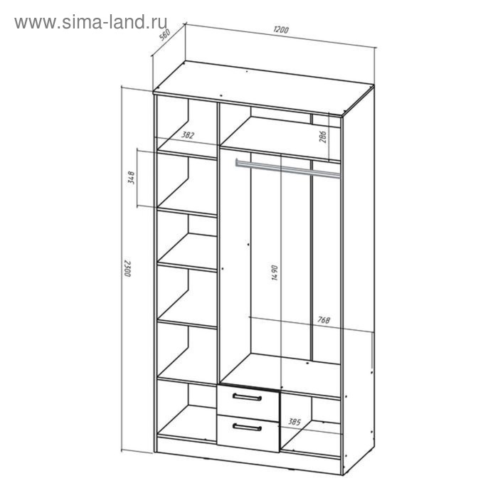 

Шкаф 3х ств. 1200 Венеция, 1200х560х2300, Венге/Дуб молочный
