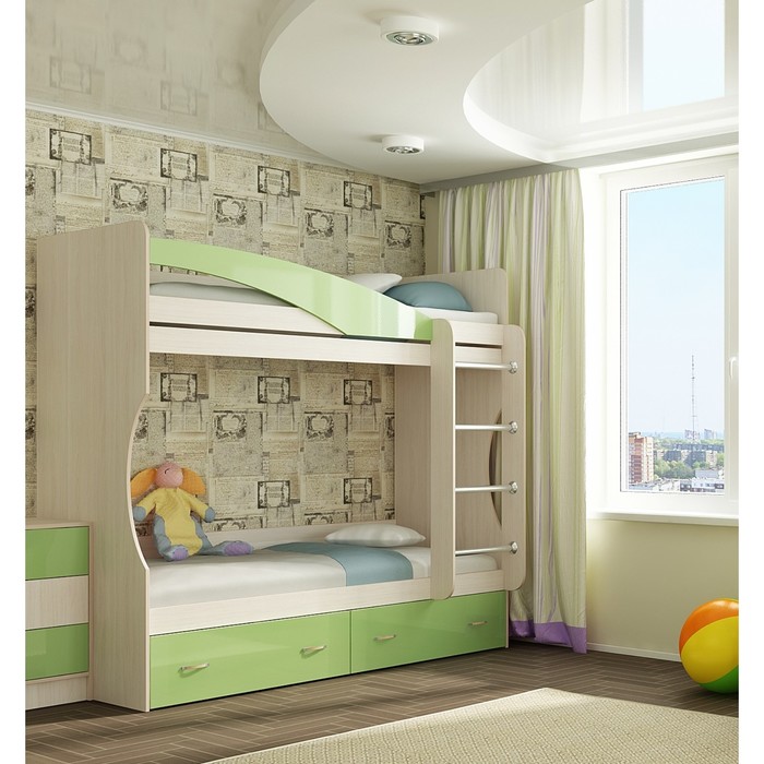 Кровать 2х ярусная Буратино, 1892х966х1855, зеленый