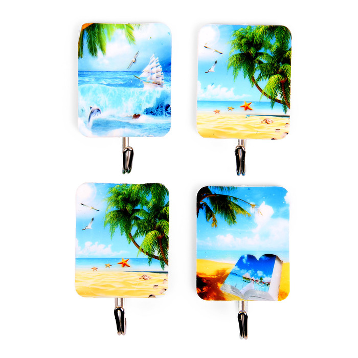 Набор крючков на липучке "Пляж" 4 шт