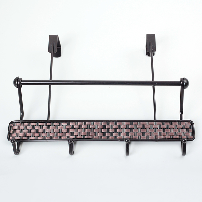 Вешалка надверная, 4 крючка, держатель для полотенец 33х8х27 см