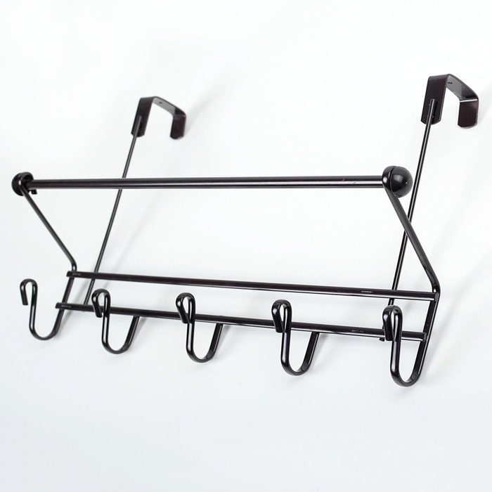 Вешалка надверная, 5 крючков, держатель для полотенец 41х10х27 см, цвет коричневый