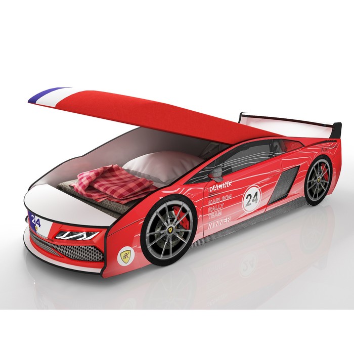 Кровать-машина «Ламба Красная» + матрас, без подсветки