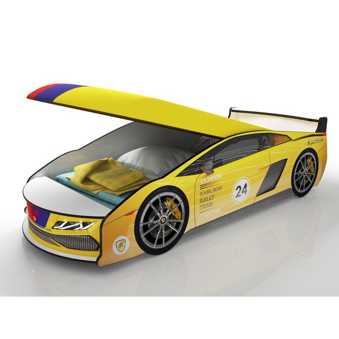 Кровать-машина «Ламба жёлтая» + матрас, без подсветки