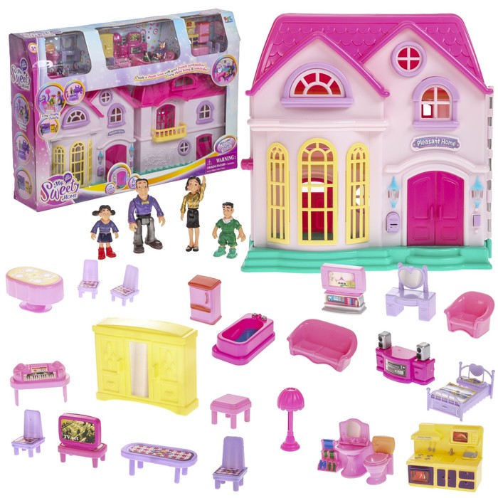 Загородная вилла для кукол с мебелью, световые и звуковые эффекты