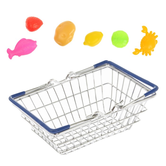 Корзинка для покупок "Мини-супермаркет" с продуктами, 7 предметов