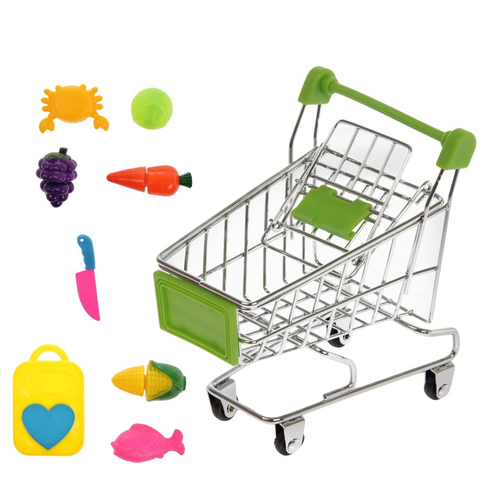 Тележка для покупок "Мини-магазин" с продуктами для резки, 9 предметов