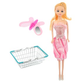 Корзинка для покупок 'Мини-супермаркет' с куклой, МИКС Ош