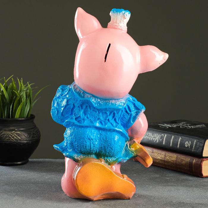 Копилка "Поросёнок со скрипкой" 30 см, синий