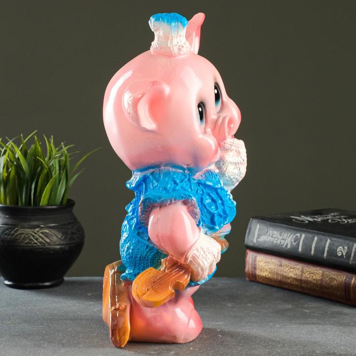 Копилка "Поросёнок со скрипкой" 30 см, синий