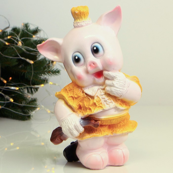 Копилка "Поросёнок со скрипкой" 30 см, синий