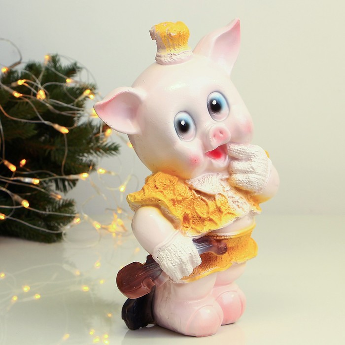 Копилка "Поросёнок со скрипкой" 30 см, синий