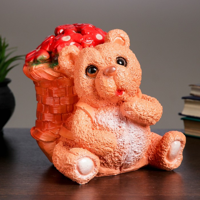 Копилка "Мишка плюшевый с цветами" 18х20см  микс