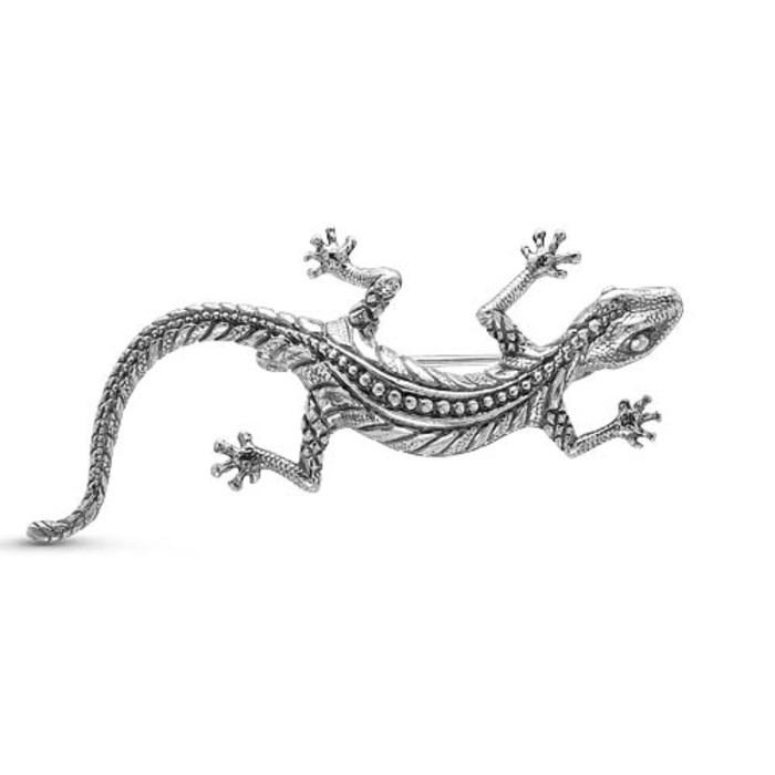 Брошь "Ящерица", посеребрение