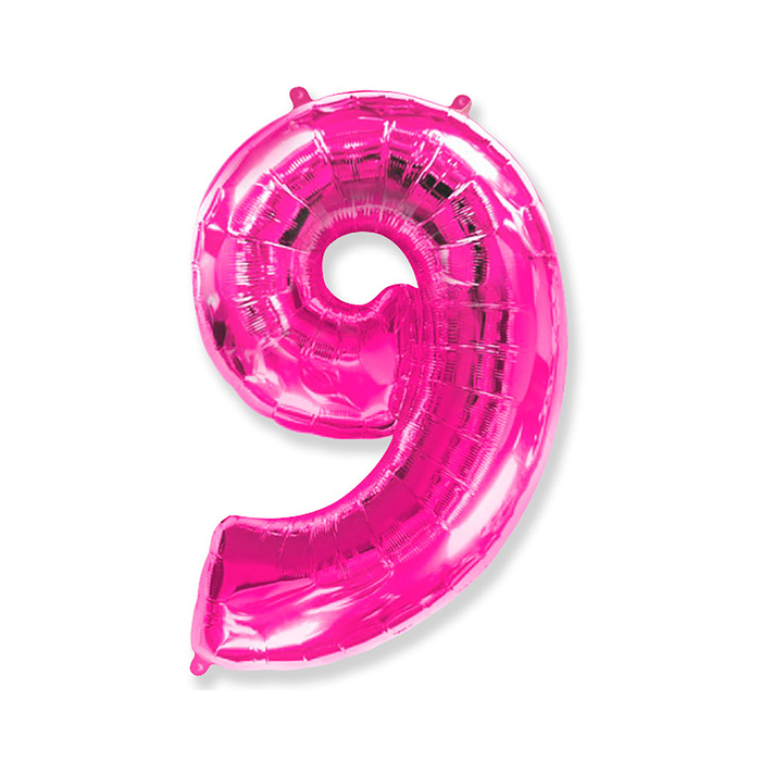 Шар фольгированный 40" "Цифра 9", цвет фуксии