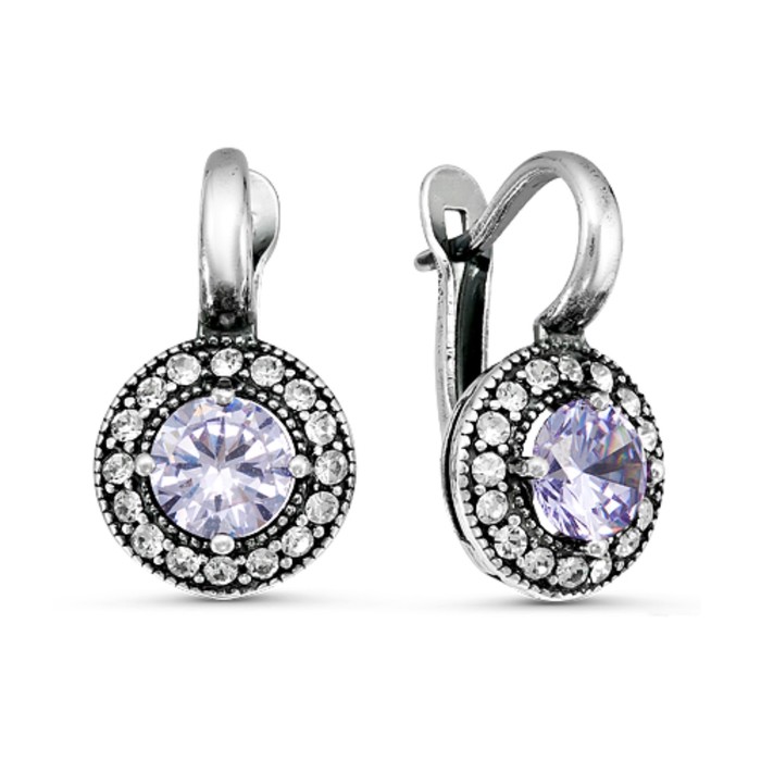 Серьги "Полярная ночь", посеребрение