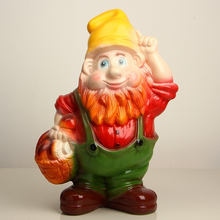 Садовая фигура "Гном с грибами" 50см