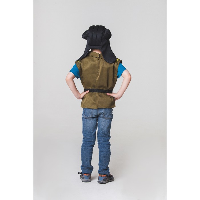 Костюм сюжетно-ролевой "Танкист", жилет, шлем, размер 110-122, 4-6 лет