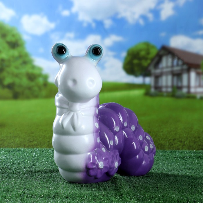 Садовая фигура "Гусеница веселая" сиреневая 40х43см