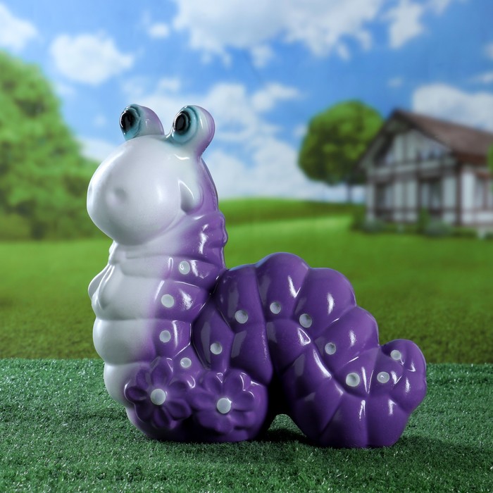 Садовая фигура "Гусеница веселая" сиреневая 40х43см