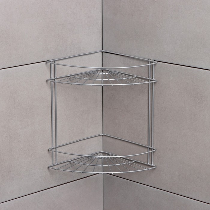 Полка угловая 2-ярусная Slim, цвет хром