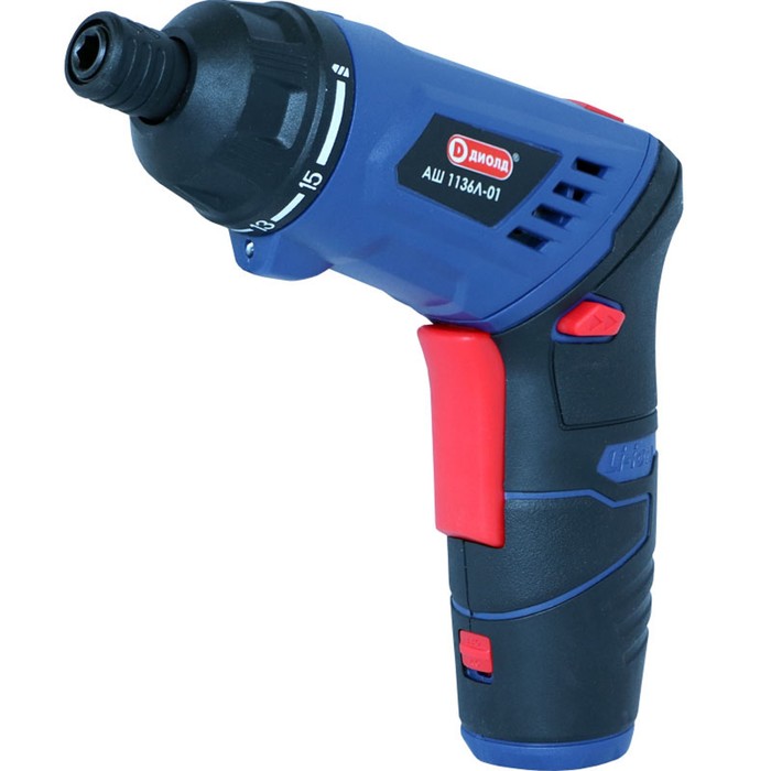 Отвертка аккумуляторная "ДИОЛД" АШ-1136 Л-01, 210 об/мин, 5 Нм, 1.5 Ач Li-ion